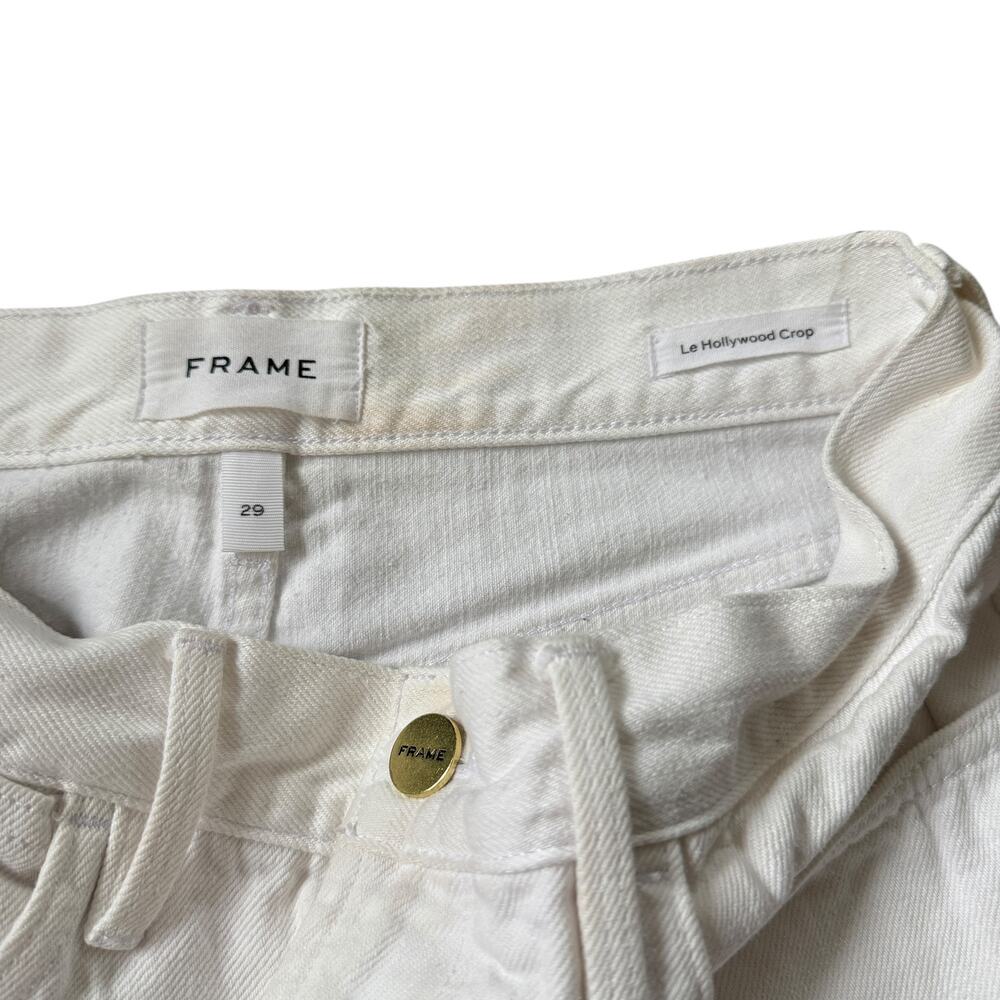 FRAME Le Hollywood Crop Jean Blanc Rips White - Picture 4 of 11